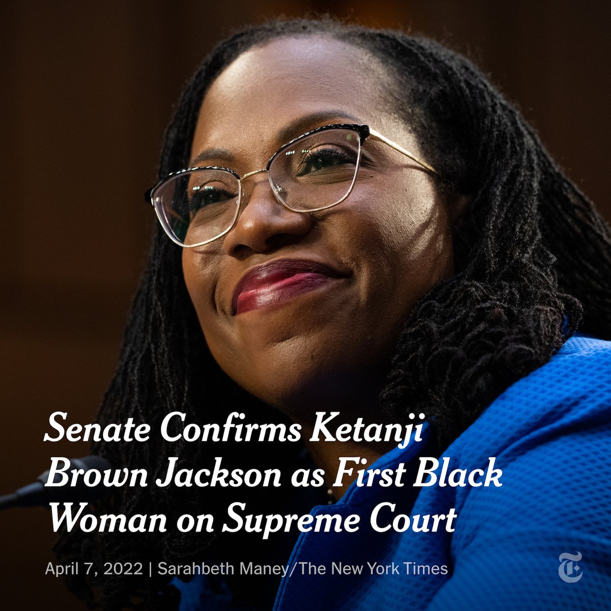 Breaking News: The Senate voted 53 to 47 to confirm Judge Ketanji Brown Jackson, making her the first Black woman elevated to the Supreme Court. nyti.ms/3LO1UPD