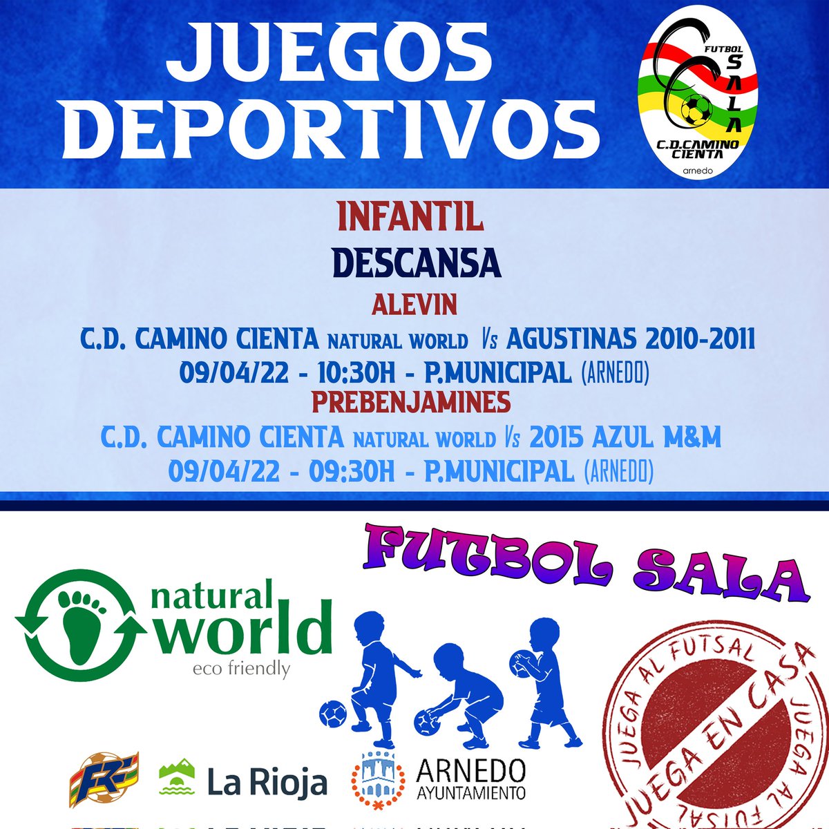 Fin de semana intenso, el SENIOR se juega el pase a CUARTOS DE LA COPA FUTSAL FRF, y el JUVENIL a luchar contra el líder, que sólo a perdido 1 partido. Vamos a intentar que sean 2 💪💪