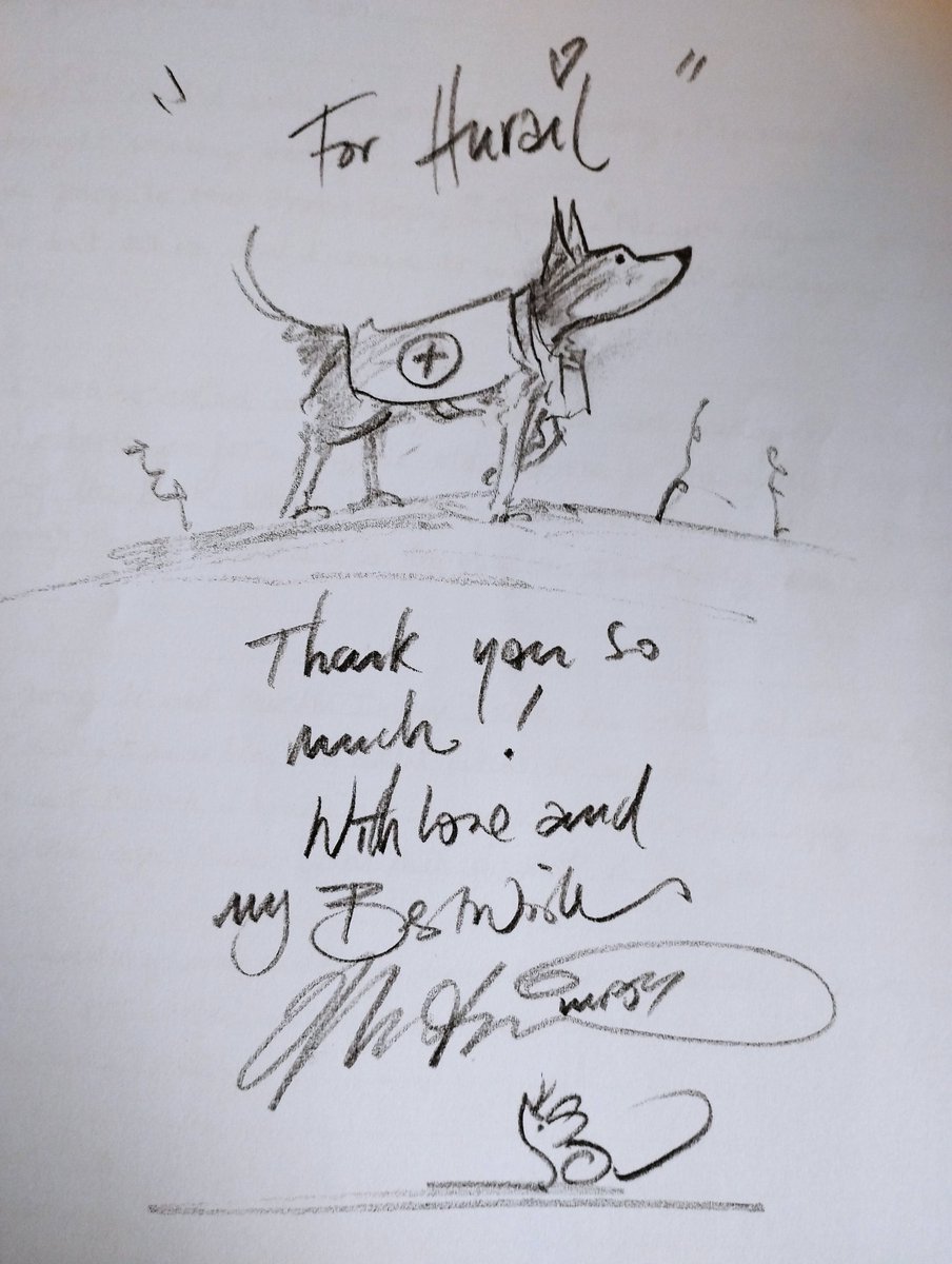 EnglishDixonsMN's tweet photo. One of our pupils presented @Martin_Impey with this great story about meeting him that she'd written at home. He very kindly responded with creating this awesome personalised picture! @dixonsmnp @bradfordlibs247 https://t.co/JjszpRzyz2