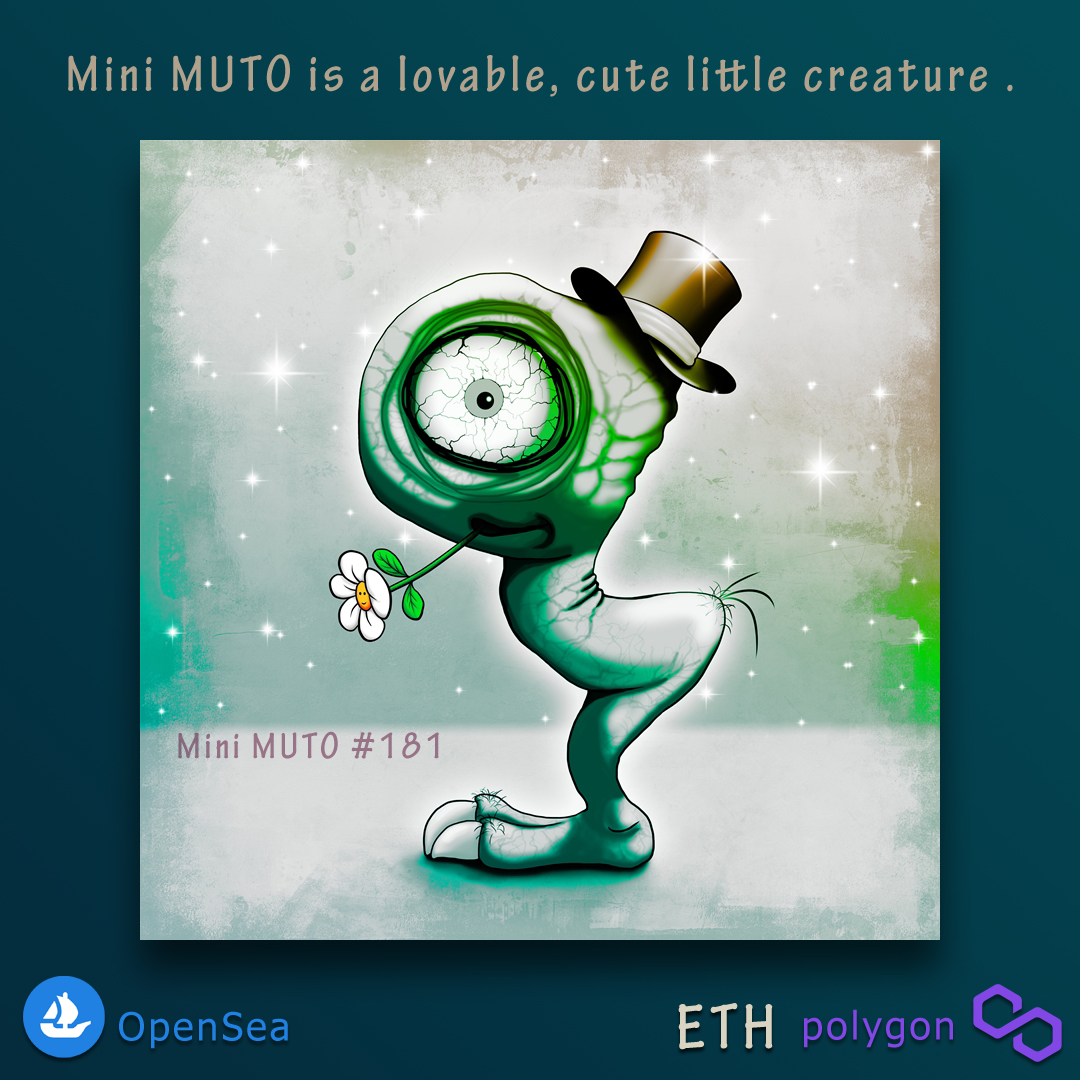 Mini MUTO is a collectible, lovable little creature. Cool dude. Mini MUTOs are made by hand without the use of bots.
#nft #nftlover #minimuto #emericototh #creature #mini #monster #litlemonster #dude #opensea #listed #friends #lovable_creation #cute 
opensea.io/assets/matic/0…