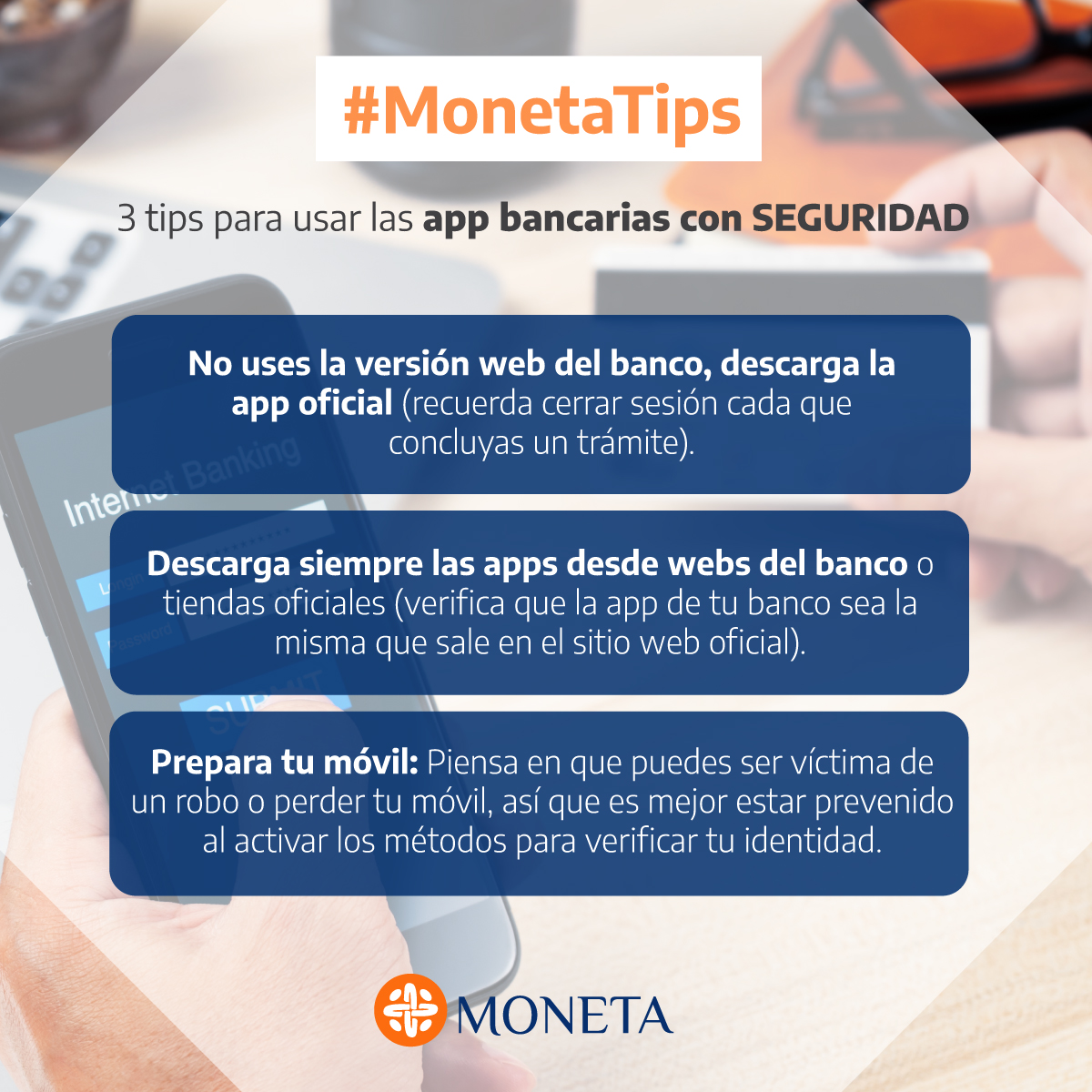MonetaTechMx's tweet photo. Seguramente tienes una app bancaria en tu móvil , pero ¿sabes cómo mantener la seguridad?

Te compartimos 3 tips que seguro te serán de gran ayuda a partir de hoy. https://t.co/kMEKUTuAFk