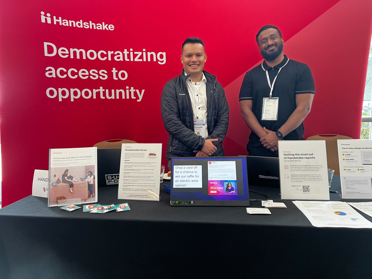 joinHandshake's tweet image. Handshake’s in the house at @CCCAOE’s annual conference🙌

Stop by our booth to say hi 👋 + learn more about leveling the career opportunity playing field for your students.

#CCCAOESpring22 #JoinHandshake