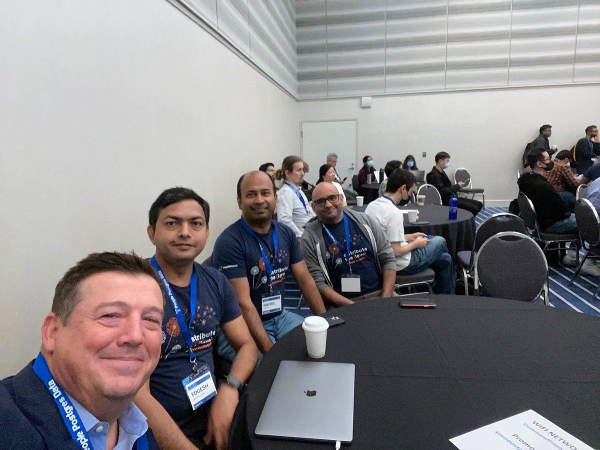 Yugabyte's tweet photo. Great turnout for @karthikr's presentation 'The Biography of a Modern #CloudNative Application,' in the @Yugabyte track at the Silicon Valley @postgresconf earlier. 🚀 

And awesome to catch up with people face-to-face again!

Discover more: https://t.co/QaR7fslgJq https://t.co/uoXLjj9Dl8