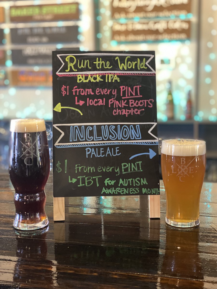 LostEveningsBC's tweet photo. Happy National Beer Day 🍻

Come celebrate &amp; try one (or both!) of our community beers!

🌍 "Run the World" - Black IPA - 6.5% ABV

🧩 "Inclusion" - Pale Ale - 5.3% ABV

Open 3-9 pm with the ⚾ Royals home opener on the projector at 3:10. Happy Hour 3-6 pm with $1-off pints! https://t.co/v5TNqh9zAD
