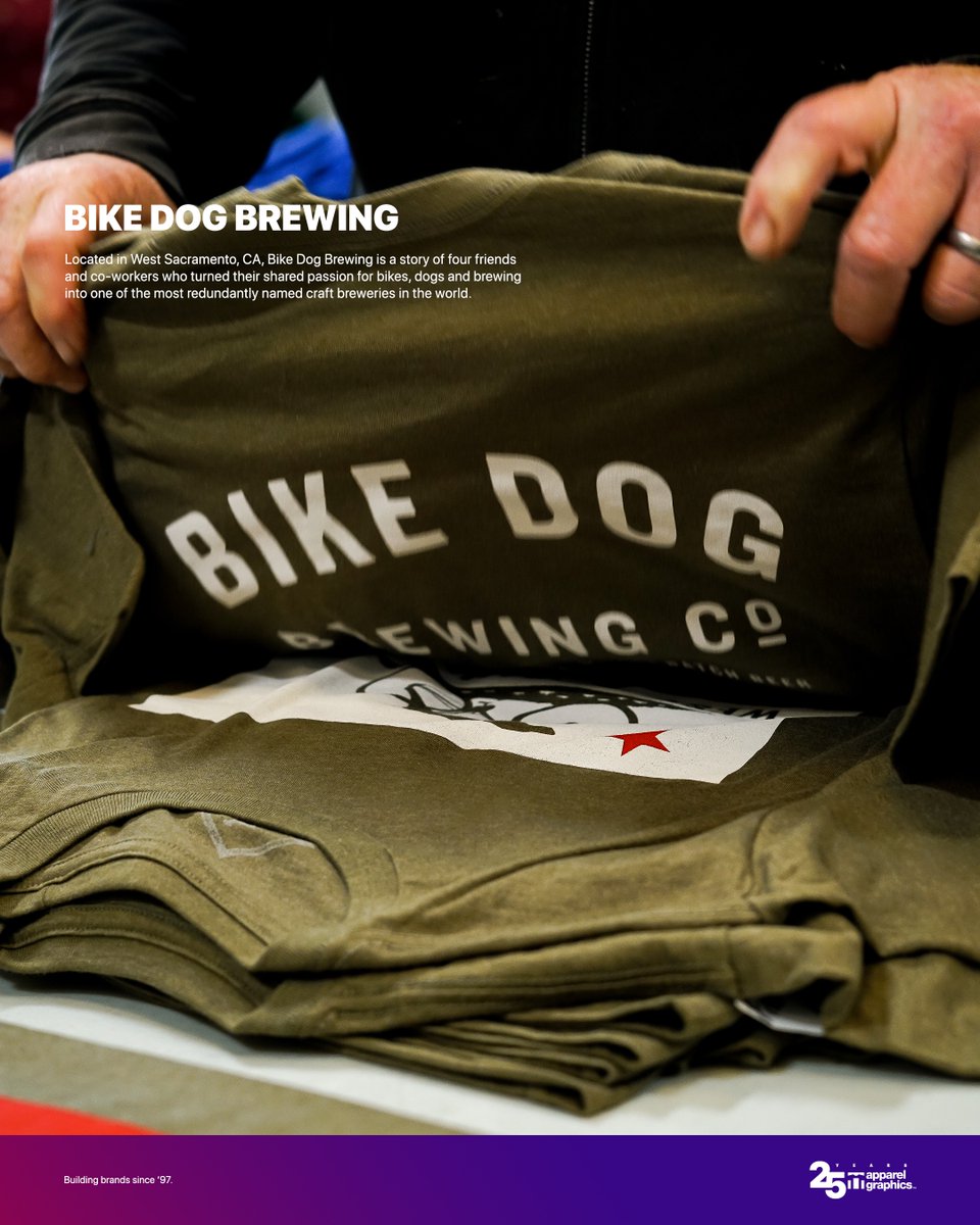 apparelgraphics's tweet image. Located in West Sacramento, CA, @BikeDogBrewing is a story of four friends and co-workers who turned their shared passion for bikes, dogs and brewing into one of the most redundantly named craft breweries in the world.

#buildingbrandssince97 #apparelgraphics #bikedogbrewing