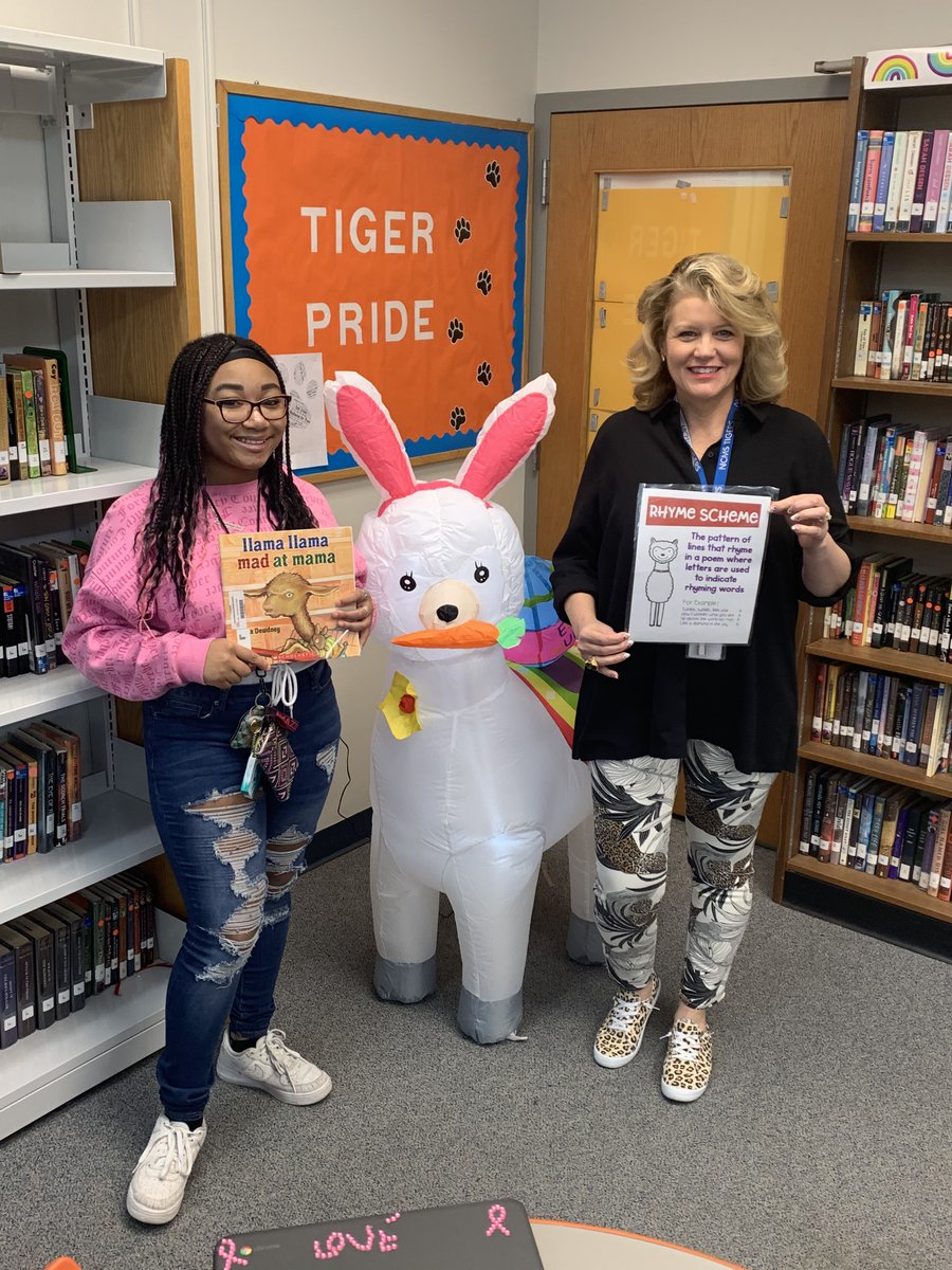 NCMS_Tigers's tweet photo. NCMS Library Poetry Month with the library llama llama! Thank you for everything you do at NCMS, Mrs. Diehl!!
@WestShoreProud https://t.co/XDx4FK4fy2