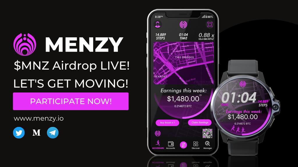Menzy's airdrop is LIVE &amp; early bird catches $MNZ! 🪙

SO LET'S GET MOVING! 🏃‍♂️

Fill airdrop form NOW and join the Menzy community TODAY! 
👉  bit.ly/370lWHS 👈

Note: RT &amp; Tag 3 friends to win extra! 

#Airdrop #cryptocurrecy #AirdropCrypto