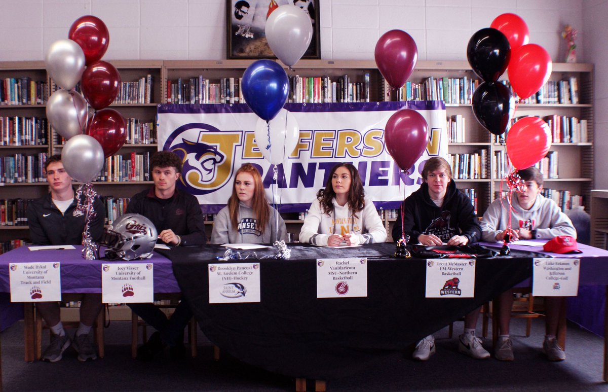 JHSPanthers1's tweet photo. JHS Signing day! #mtscores Congrats to our Seniors. https://t.co/RfPlJIbAiP