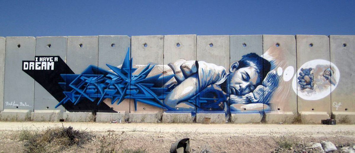 “I have a dream”

#StreetArt #graffiti by Belin &amp; Bikismo in Jerusalem, Israel 🇮🇱 

Sleep is the best meditation.
Dalai Lama

#goodnight #SweetDreams 💙✨🌙