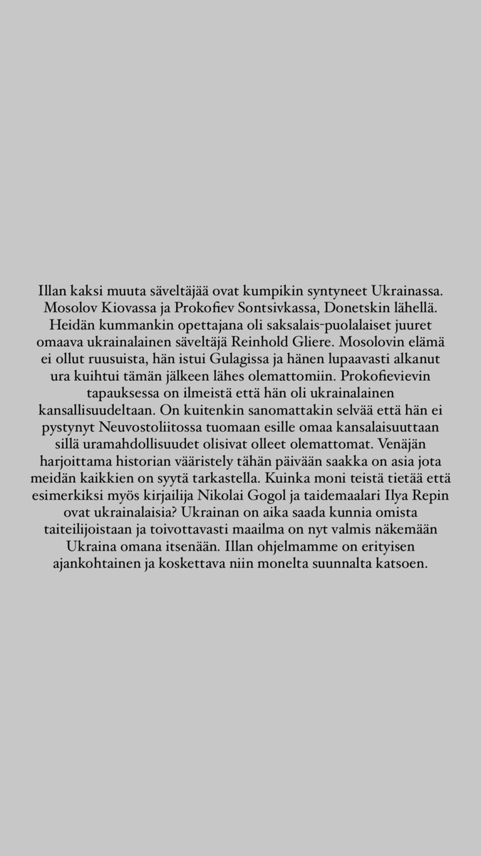DaliaStasevska's tweet photo. Olin kirjoittanut tämän puheen tämän illan @lahtisymphony konserttiin. Valitettavasti jouduin peruuttamaan osallistumiseni sairastumiseni vuoksi. KIITOS intendentti @teekirjo kun luit puheeni puolestani. Kiitos ystävät, Tami Pohjola ja Petri Komulainen upeasta konsertista! 💙💛 https://t.co/GWJc3lpzu6