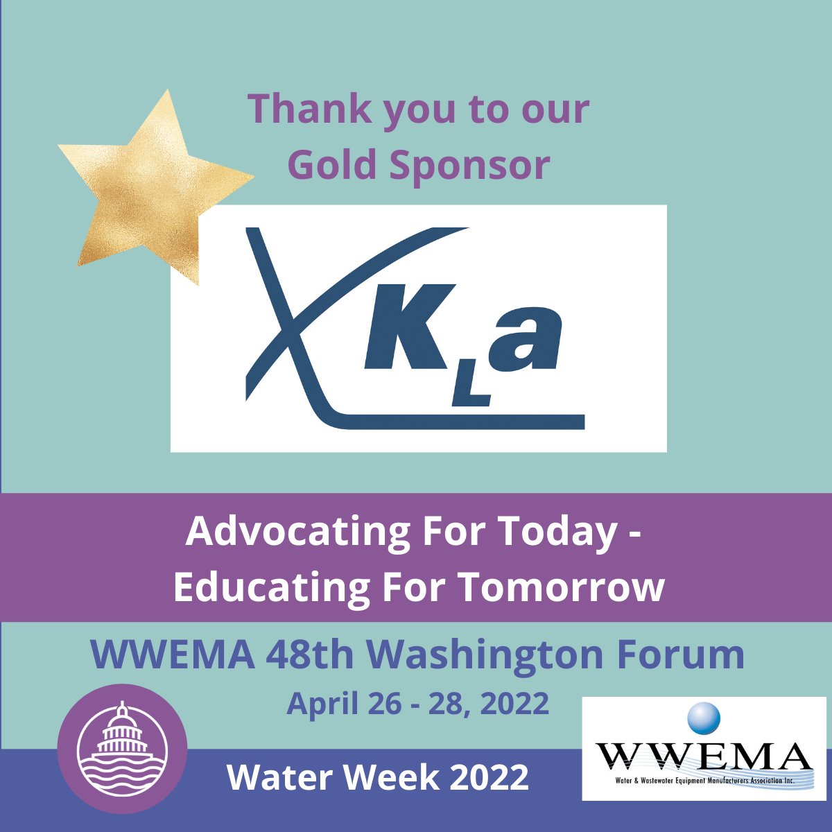 #WWEMA is grateful for its generous 48th Washington Forum Meeting sponsors! Thanks for your support, Gold Sponsor, KLa Systems, Inc. Join us on April 26-28 in Washington, DC as part of #WaterWeek2022. Register at wwema.org/washington-for…. #WashingtonForum2022 #WouldNotMissIt