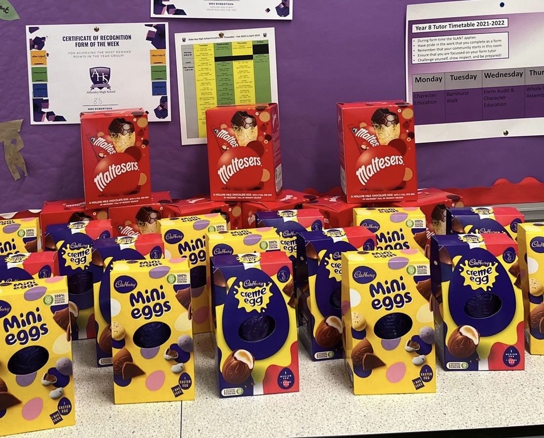 Mr Azad's 8S loved form time today. Especially as they received an Easter Egg for all their efforts during this half term ⁦⁦⁦👏👏👏 ⁦⁦⁦<a href="/AldersleyHighSc/">AldersleyHighSchool</a>⁩ ⁦<a href="/MissdeBechi/">Miss M de Bechi</a>⁩