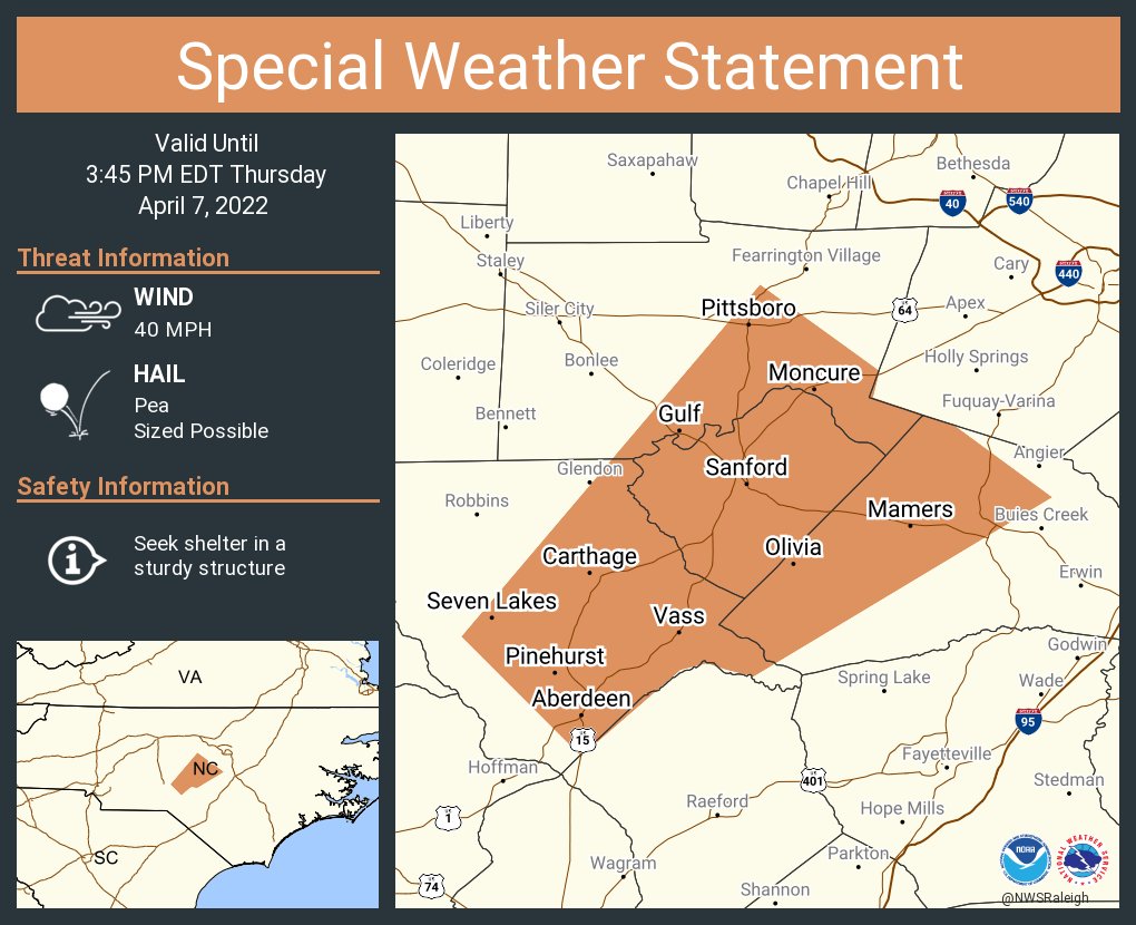 NWS Raleigh on Twitter "A special weather statement has been issued