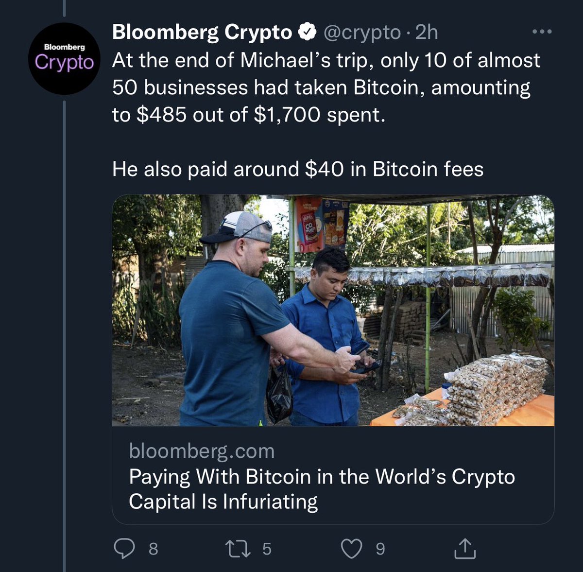 Bitfinexed's tweet photo. A short El Salvador bitcoin story. 

Spoiler: The bitcoin ATM ate all his bitcoin at the end. No refunds. https://t.co/BScPwEfQJ6