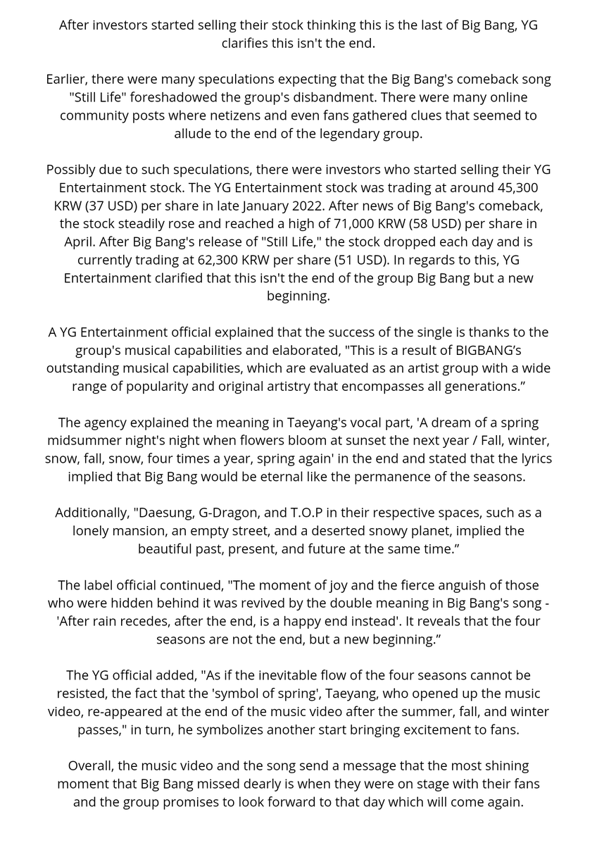 8KLIFE's tweet photo. YG Entertainment are having a panic attack after their stocks reach the lowest in a month and going down crazy because investors believe BIGBANG send their goodbye so they selling all their stocks. So YGE released their biggest statement ever to save themselves 🤣🤣🤣🤣 https://t.co/QyoiSbeTWi