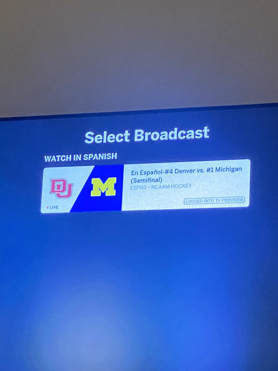 MikeGrinnell_'s tweet photo. ESPN kicked off the hockey game for pre game baseball and now you can only watch in Spanish. What an absolute JOKE. https://t.co/pu4U2YngsK