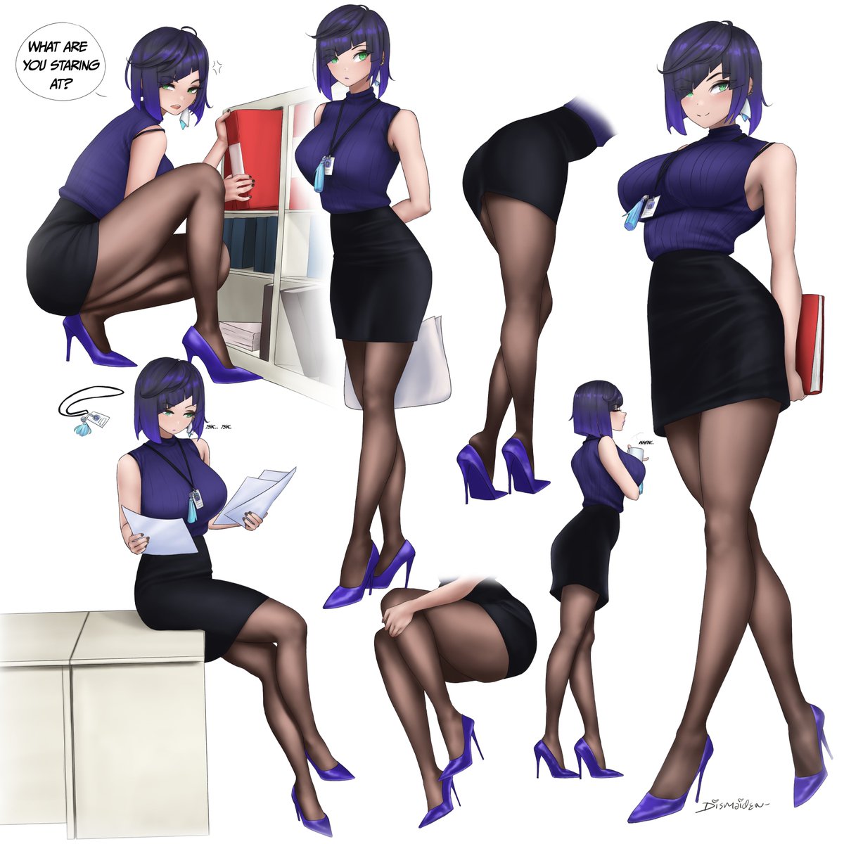 2022-04-08 19:00:01 Yelan from Genshin Impact but as a leggy office lady! #yelan...