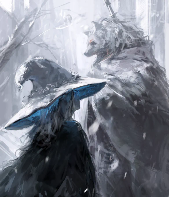 Fan art | Elden Ring - Ranni the Witch and Blaidd

Artist: @Dino_illus 