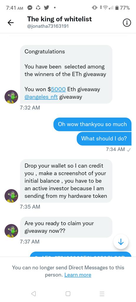 DmDm1207's tweet photo. Scammer alert! https://t.co/X5i4FbMjou