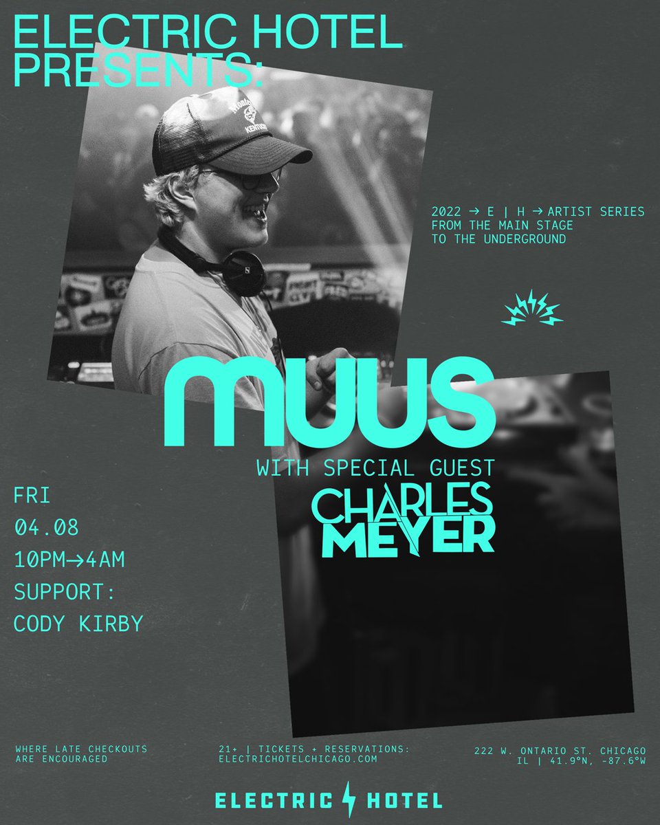 Did someone say more champagne? ⚡️

Going to need a whole extra round or three this Friday with <a href="/muusmusic/">MUUS</a> alongside special guest <a href="/charlesmeyernyc/">Charles Meyer</a>  going till 4AM! Hit the link via our bio for tickets to this Friday night!

See you at check in ⚡️

#electrichotelchicago