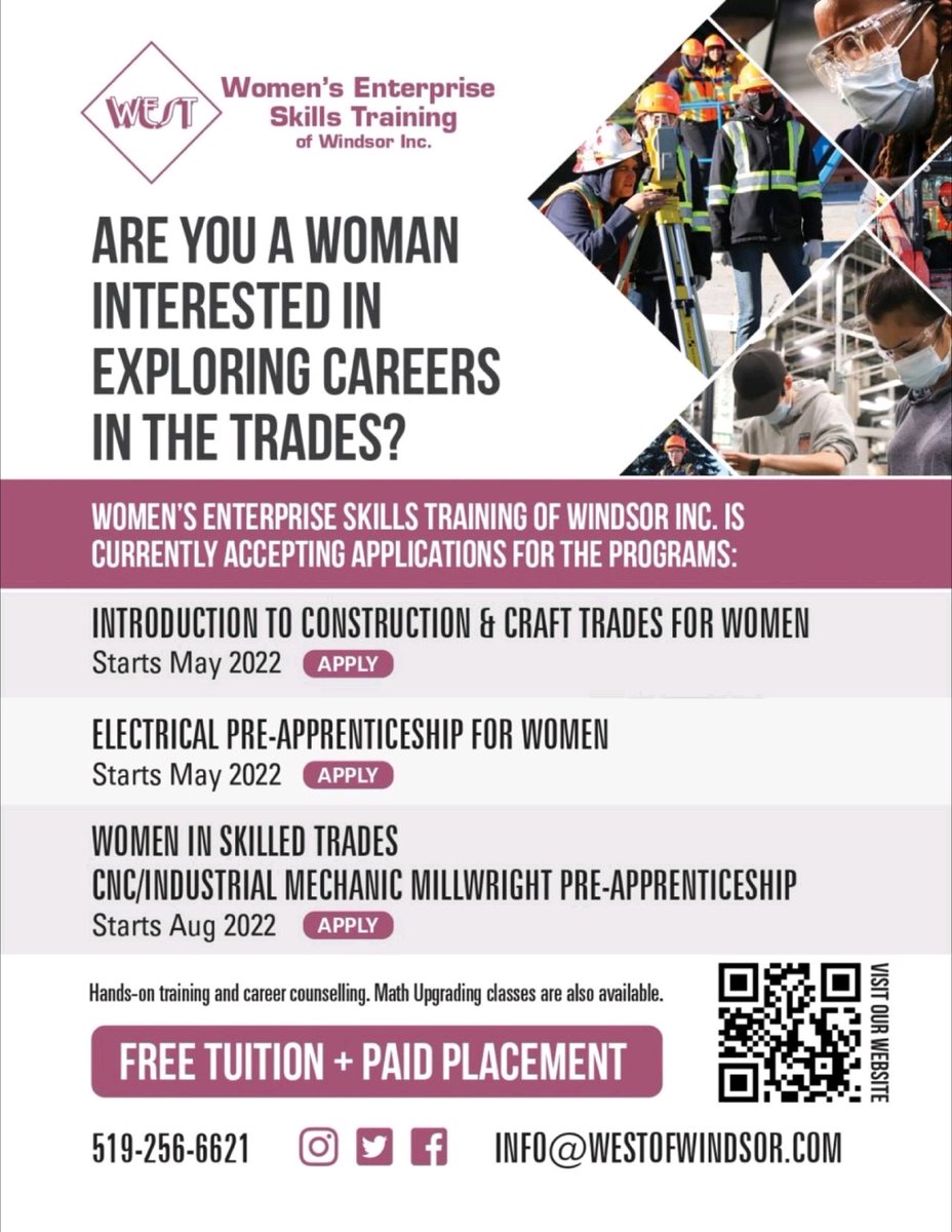 Jasleen_C's tweet photo. An amazing opportunity for young women to explore a career in #skilledtrades with #FREE TUITION and PAID PLACEMENT. 
 #careerinconstruction  #skilledtrades #gethired 👷‍♀️🧱 https://t.co/tsWcYZRmMe