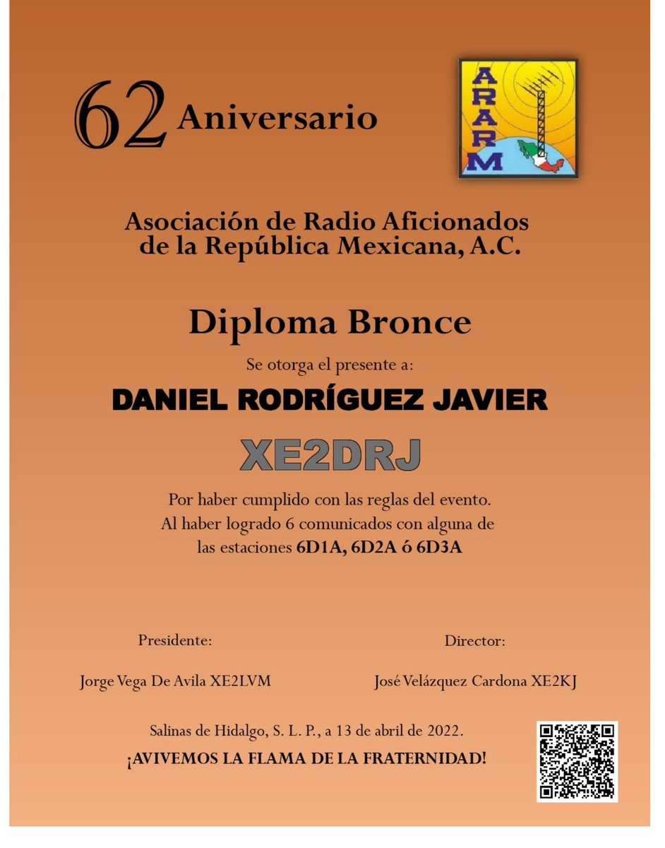 xe2drj's tweet photo. Primer Diploma del 62 Aniversario de la A.R.A.R.M https://t.co/14Xr5R4Rae
