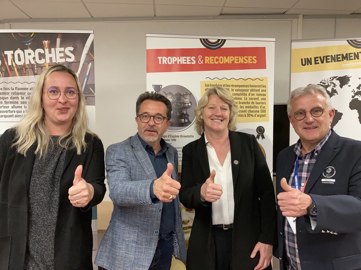 Soyons les acteurs des jeux Olympiques « Paris 2024 » en Finistère réunion organisée par Yvon Cleguer président du CDOS 29 en présence de Brigitte Henriques présidente du CNOSF 🇫🇷 et Emmanuelle Tournier vice-présidente du Finistère. Et que la Flamme s’illumine en Finistère 😉