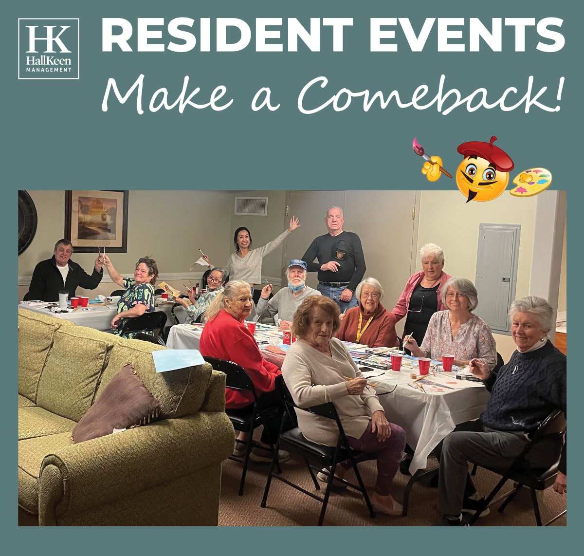 HallKeenMgmt's tweet photo. Fulton School Residences in Weymouth, Massachusetts held a paint event recently. Residents are thrilled that events and social gatherings are returning to their community!
#hallkeenmanagement #apartments #propertymanagement #community #residentevent #senior living https://t.co/FnivYt3EpN
