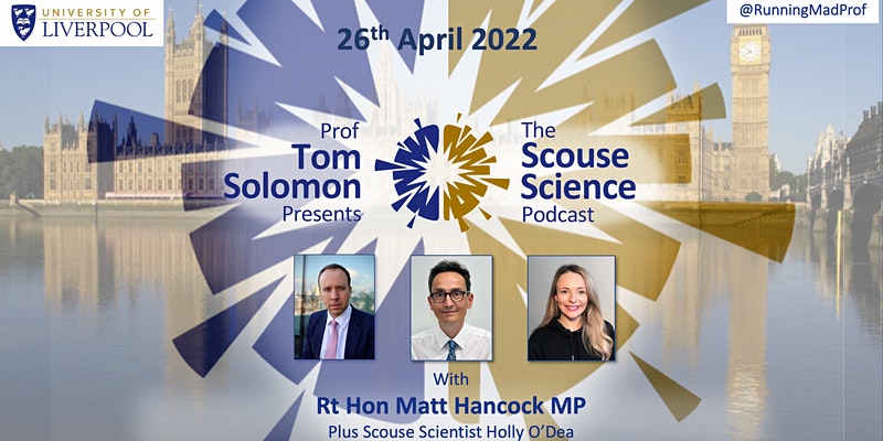 RunningMadProf's tweet photo. For this last #ScouseScience podcast of the current series, I will be joined by former health secretary @MattHancock live from @HouseofCommons for a review of the highs and lows of the last 2 years. Book your free place in the audience now!
https://t.co/cwowvP0LqL https://t.co/KRT1Gw95hj