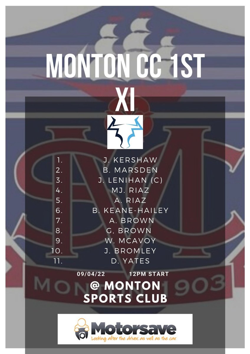 MontonCC's tweet photo. Our 1st XI to take on @Heatonsports at @MontonSports on Saturday #preseason2022 https://t.co/CPKQibZz2F