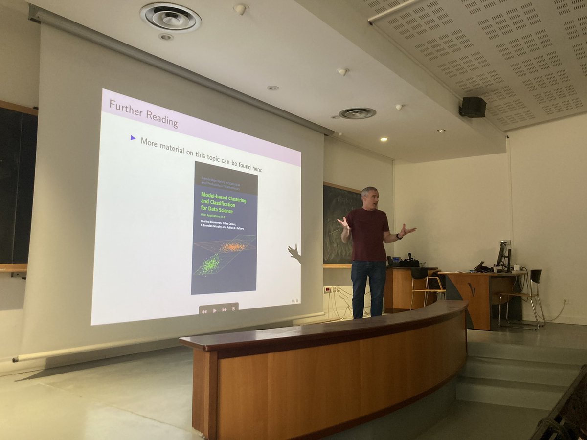pamattei's tweet photo. Day 4 of @StatFr’s #Statlearn2022 was a nice sunny day of lectures by @tbmurphy on statistical models for graphs, from Erdös-Renyi to stochastic block models. https://t.co/lsOJXFo0Fv