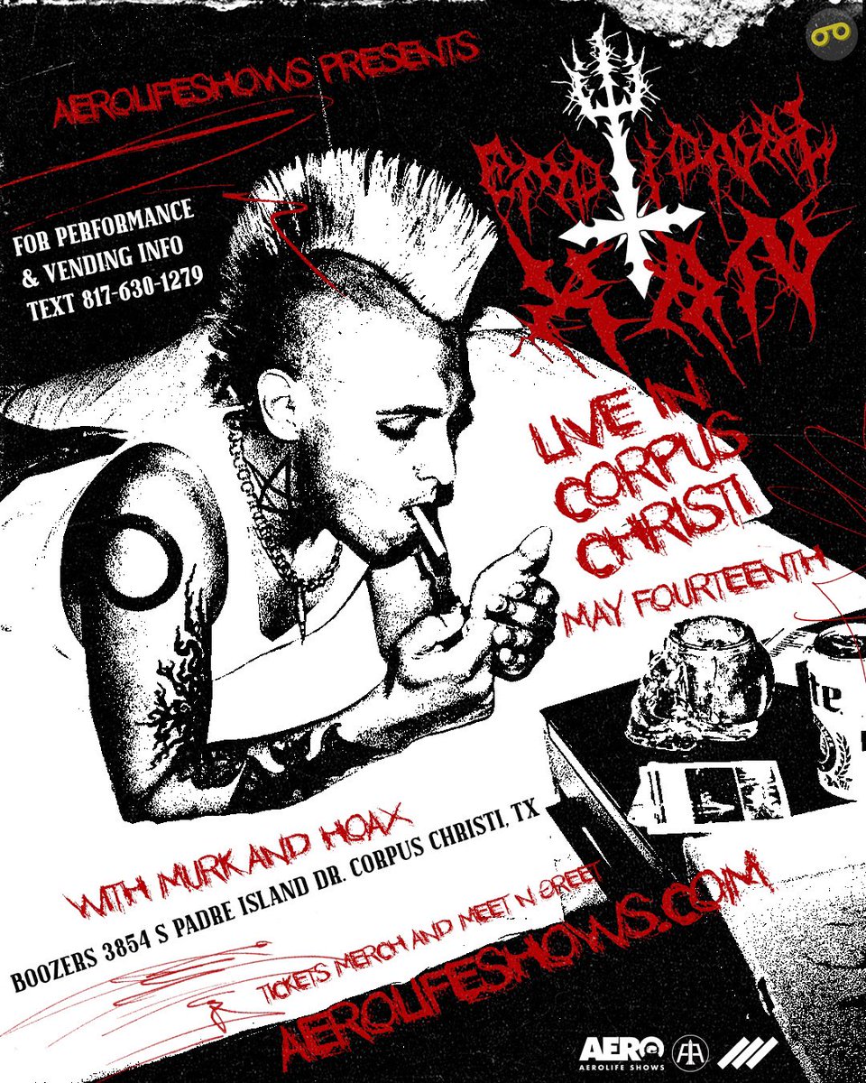 MAY 14th: @emotionalxan live in Corpus Christi, TX!

W/ <a href="/Murk361/">Murk</a> <a href="/HOAXTHARAPPER/">HOAX</a> &amp; more

DOORS AT 8PM
3854 S Padre Island Dr Corpus Christi, TX

Tickets, Merch, &amp; Meet N Greet at AEROLIFESHOWS.COM