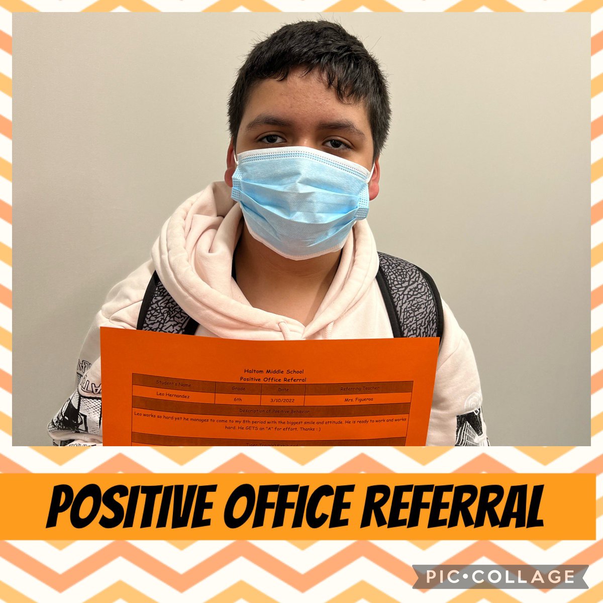 Another amazing Positive Office Referral for a HMS Tiger! Congrats Leo! #wearebirdvilleisd #bisdshines