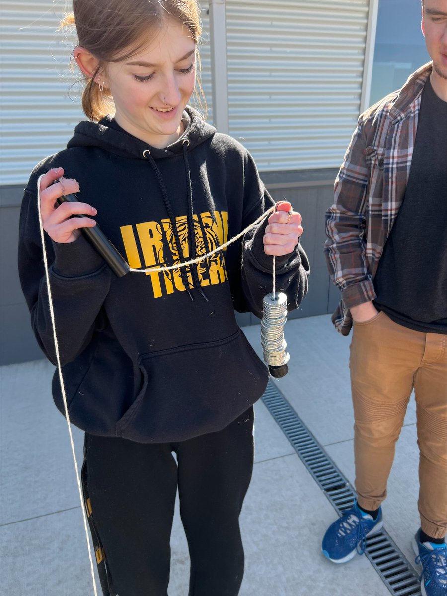 EagleButtePRSD8's tweet photo. Mrs. Marshall's Physics 20 students were studying centripetal force. (And as an added bonus, they are ready for team roping season) #eaglebutte #EBHS #physics20 #centripetalforce @PrairieRoseSD8 https://t.co/UMcsAE0lgq