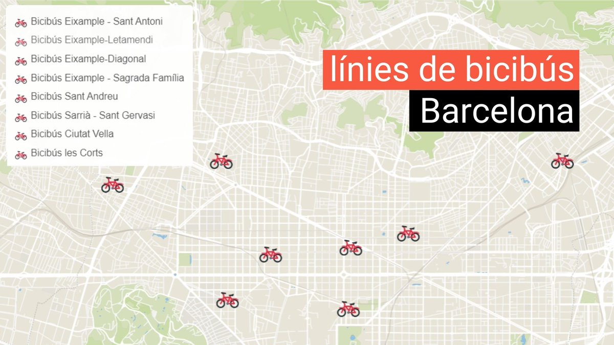 🚴‍♂️🚴‍♀️🚴🚴‍♂️🚴‍♀️ Famílies, demà es #bicivendres i torna el #bicibus! Aquí teniu el mapa de totes les rutes a la ciutat de Barcelona 🚴‍♀️🚴‍♂️🚴‍♀️🚴‍♀️🚴‍♀️🚴🏾 <a href="/bicibuseixample/">Bicibús Eixample</a>