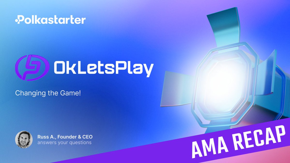 Ok_LetsPlay's tweet photo. OkLetsPlay / @Polkastarter $OKLP #AMA Recap! 

Thanks for the great questions! 👍🥇🚀

What an amazing community! 👥

Read it all here: https://t.co/aVcEpNT87i

#eSports #IDO #Blockchain #P2Egaming https://t.co/Md5gSiOvQz