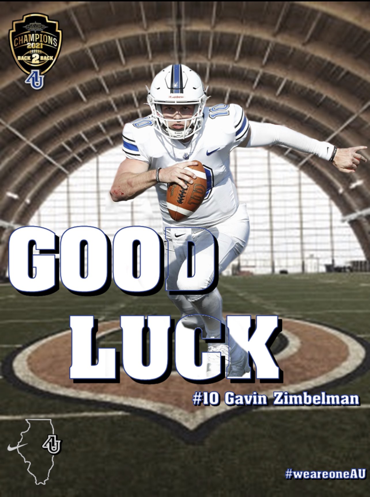 Aurora University Football Good Luck To Gavinzimbelman1 As He Travels To Halas Hall Tomorrow To Work Out For The Bears Weareoneau T Co Ttqv6ypedq Twitter