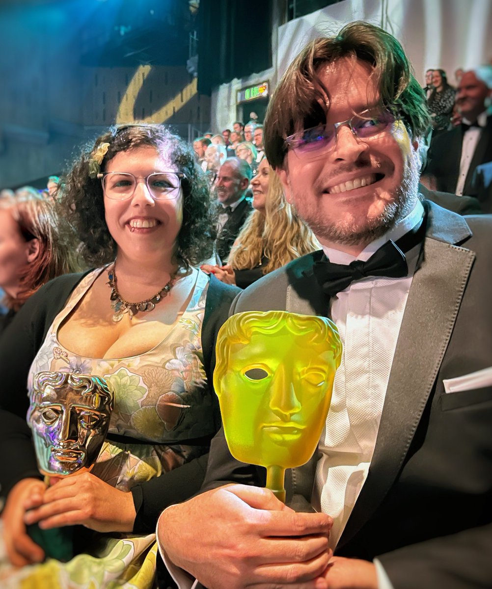 UnpackingALife's tweet photo. What a night at @BAFTAGames! We're just in awe, and thank you to everyone on the BAFTA jury and in the public who voted for us. We're so, so grateful 💜 https://t.co/kHrltLEv8s