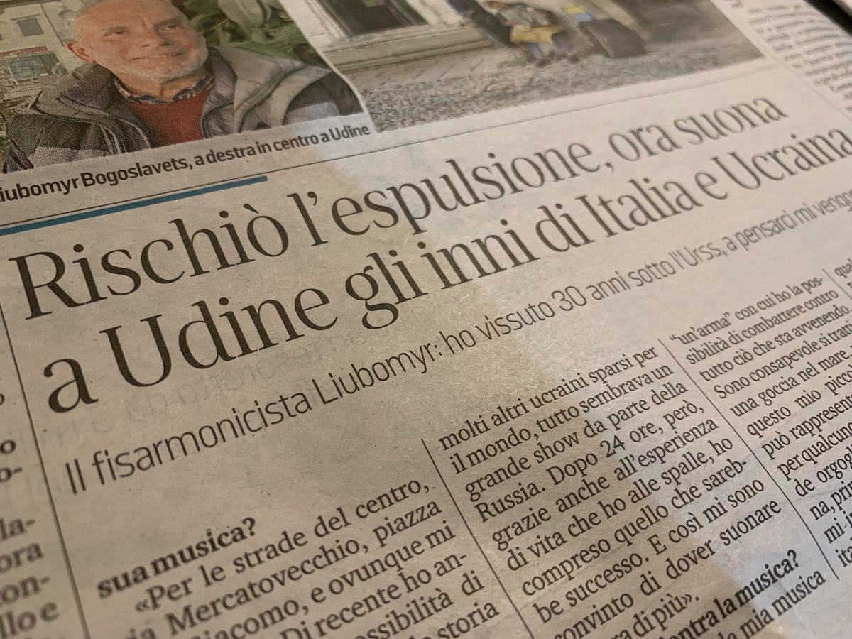 alescesare's tweet photo. Ormai un vero personaggio per la città di Udine, Liubomyr Bogoslavets! 
L’intervista sul @messveneto 🇺🇦 ￼🕊🪗 https://t.co/OYbpTBz9lK