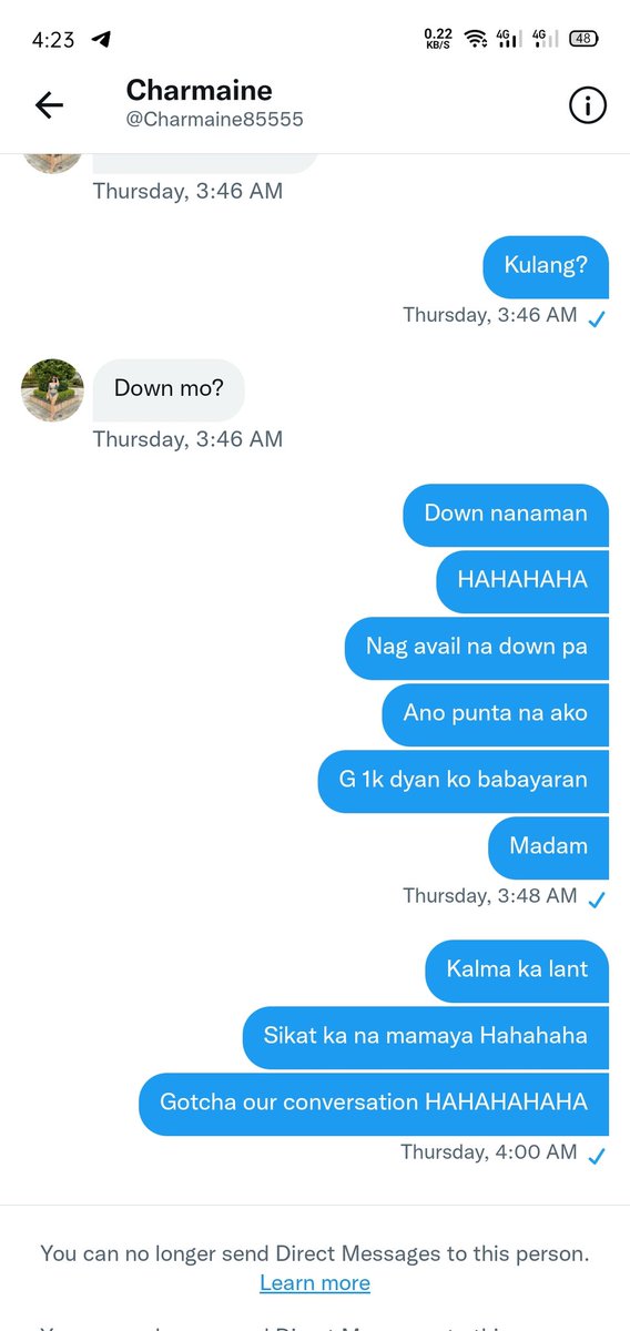 aceabad0218's tweet photo. Scammer alert again HAHAHAHA
Kayo na bahala kung papa dagit pa kayo lalo na habol nya fullpayment pa!
@Charmaime85555 iwas scam na lang kayo meron pang ibang prof. Yan https://t.co/3iukN0oclY