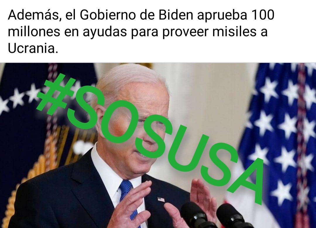 Míster Biden aprueba 1️⃣0️⃣0️⃣ millones de dólares en ayuda militar a 🇺🇦. Es una pena que no sean destinado a erradicar la inflación y la violencia que se vive en 🇺🇲. #VamosConTodo por ese necesario #SOSUSA.
#DeZurdaTeam #GuerrerosDePatriaOMuerte. 
<a href="/KattyrenR/">Ana Kattyren</a> <a href="/Kiko6919/">PapOTTO</a>