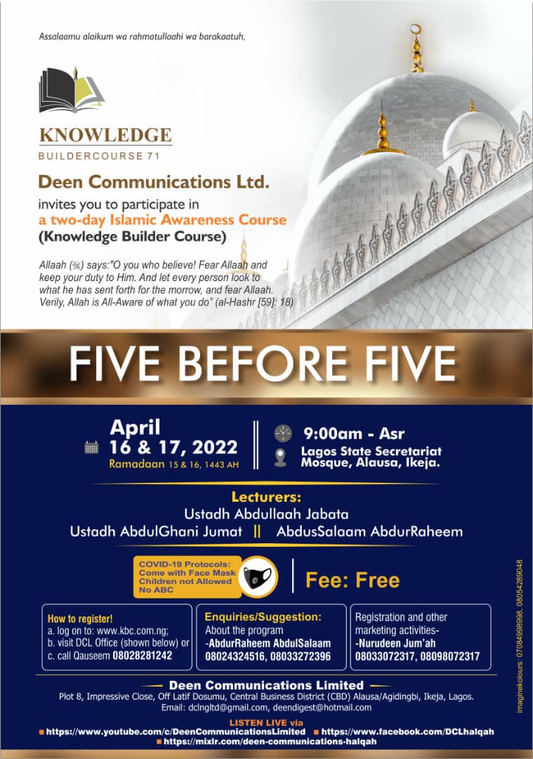 Deen_dclng's tweet photo. Join us on Ramadhân 15 & 16, 1443H, bi ithniLlâh for another soul-nourishing edition of the Knowledge Builder Course (#KBC71). Be there! https://t.co/1Ee4MMg3K6