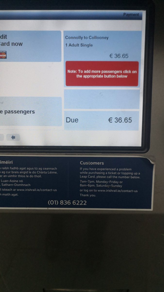 melvinj16's tweet photo. @IrishRail @TFIupdates feel this needs to addressed. Frozen out from buyin a tkt online @6.15 p.m. for €21 single journey only to arrive at the station and be charged €36.65 for same ticket from the machine 15 mins later. Please justify this extortionate price hike? https://t.co/EjIznHHt1O