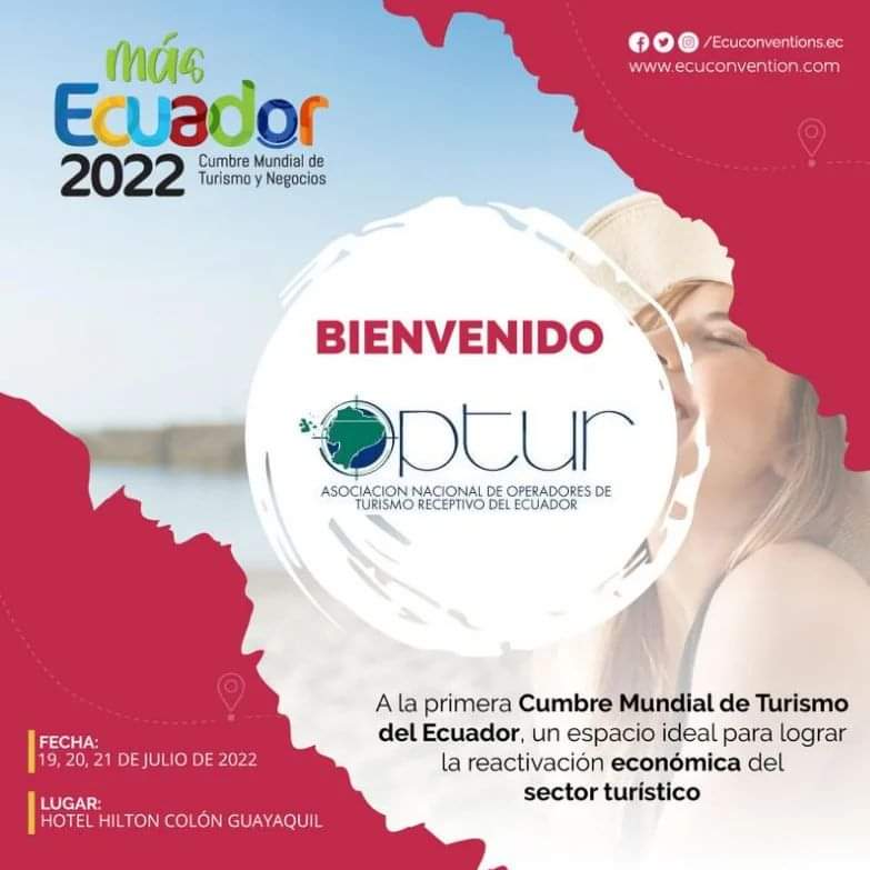 Invitamos a los actores del turismo a inscribirse en la "Primera Cumbre Mundial de #Turismo y #Negocios 2022”
Más información en <a href="/ECUConventions/">ECUConventions</a>
¡Participa!