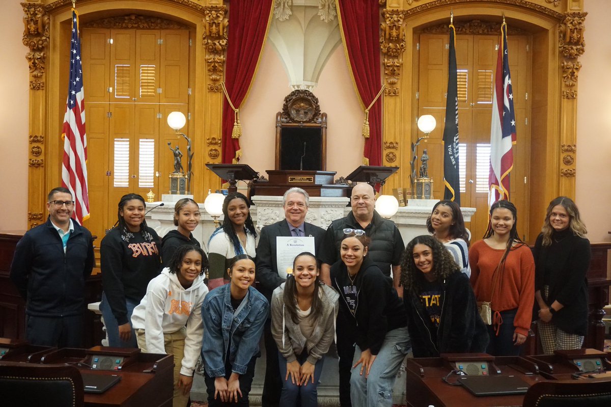 reprichbrown's tweet photo. I am so proud of the @ReynoldsburgGBB on their historic state championship win. I am honored to have hosted them at the Statehouse this week to recognize and celebrate their success. Congrats to the team and their families on this extraordinary win! 🏀🎉

https://t.co/Te78l54jgy https://t.co/hjfHu1dOE8