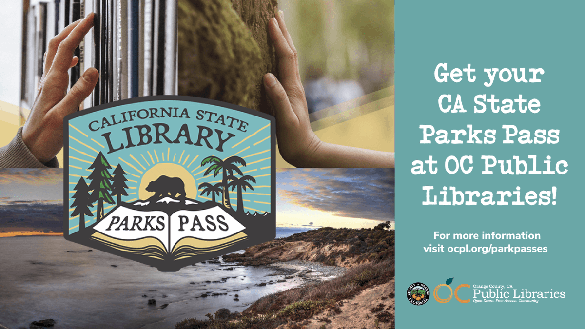 ocpublib's tweet photo. #ocpubliclibraries is partnering with @castateparks and the @californiastatelibrary to offer free State Parks vehicle-day use passes, available for circulation at all branches of public libraries in California. https://t.co/V0tNToTXeb
#ocpl #parkpasses #CAparks https://t.co/NV49PEVtCY