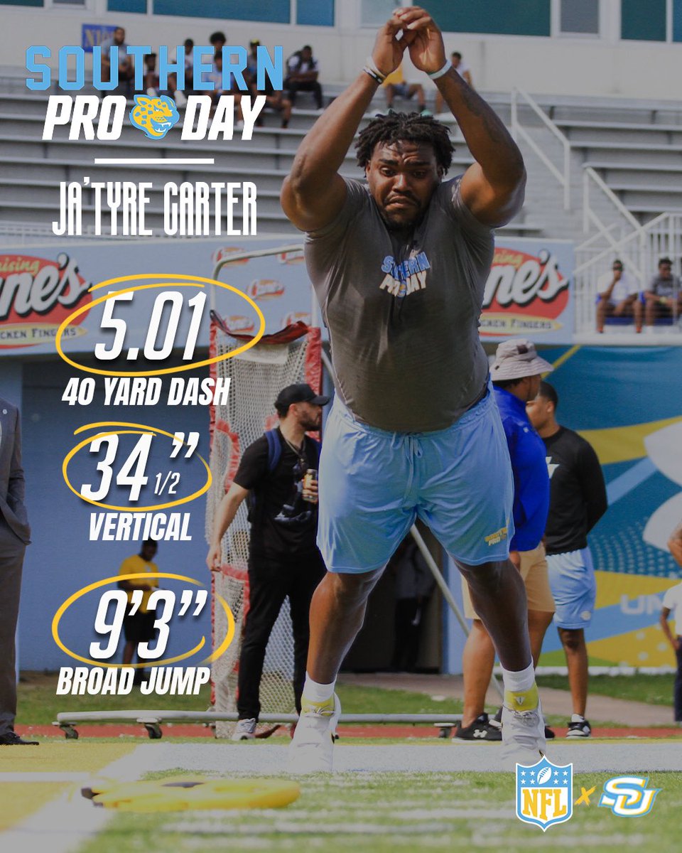 GeauxJags's tweet photo. Pro Day #๏ธโฃโs for @CarterJaTyre
#ProwlOn | #NFLJag | #ProDay22 https://t.co/x1u78nejNN