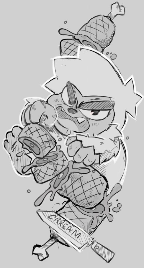 angry meat yeti i forgot i sketched a while ago. 
(ಠ o ಠ) rkgk