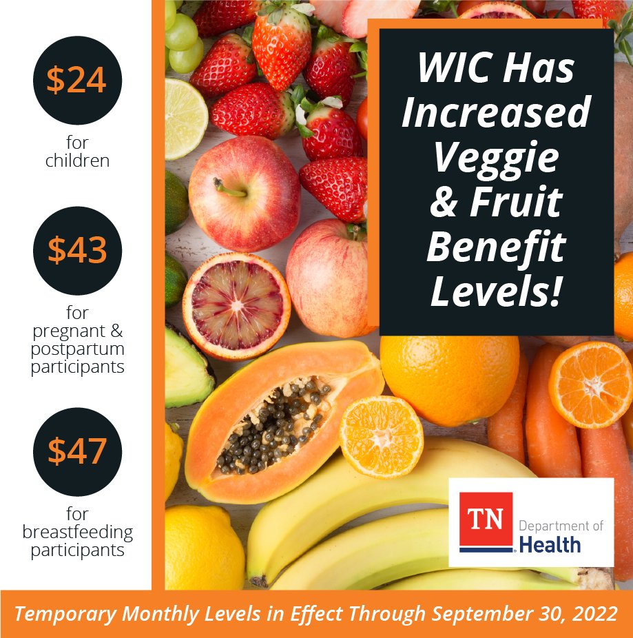 TN Dept. of Health on Twitter "Additional WIC benefits for fruits and