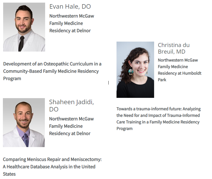 NUFSMFamMed's tweet photo. Closing out #ResResearch day, presentations on #SDoH curricula in residency, delivery of feedback, SUD screening in primary care, telehealth follow-up for medication abortion, Meniscus Repair and Meniscectomy, OMT curriculum development, and trauma-informed care training https://t.co/H7UUynsiXp